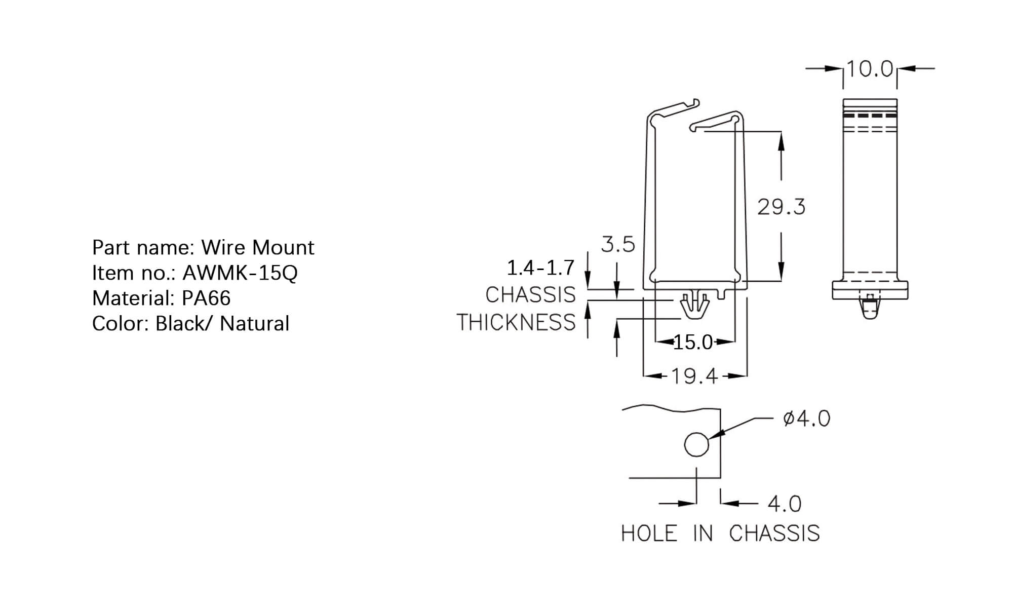 Plastic Wire Mount AWMK-15Q